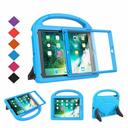 Picture of BMOUO Kids Case for New iPad 9.7 2018/2017 - Built-in Screen Protector Shockproof Light Weight Handle Convertible Stand Case for Apple iPad 9.7 Inch 2018 (6th Generation) / 2017 (5th Gen) - Blue