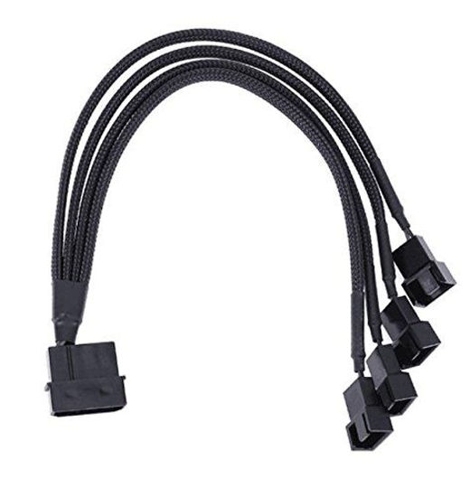 Picture of CRJ 4-Pin Molex to 4 x 3/4-Pin PC Case Fan Sleeved Adapter Cable