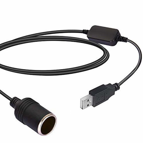  USB A Male to 12V Car Cigarette Lighter Socket Female Converter  Cable (8W Max) : Cell Phones & Accessories