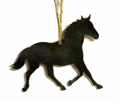 Picture of Horse Equestrian Metal Christmas Ornament Tree Stocking Stuffer Party Favor Holiday Decoration Raw Steel Gift Recycled Nature Home Decor
