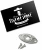 Picture of Vintage Forge Chrome Oval Jack Plate for Guitar and Bass with Screws Metal Indented Curved Football Shape JPF20-CHR