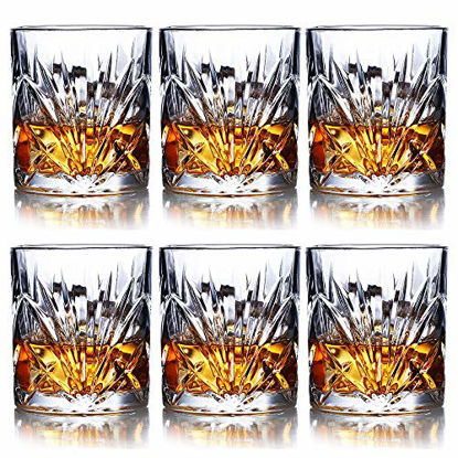 Picture of Whiskey Glasses Set of 6 - 10oz Premium Lead Free Crystal Whiskey Glass, Rock Style Old Fashioned Glass For Drinking Scotch, Bourbon, Cognac, Irish Whisky and Old Fashioned Cocktails