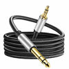 Picture of 3.5 mm to 6.35 mm Audio Cable 10Ft, Gold-Plated Terminal Silver Color Zinc Alloy Housing 3.5mm 1/8" Male TRS to 6.35mm 1/4" Male TRS Nylon Braided Stereo Audio Cable for iPhone, Amplifiers(10Ft/3M)