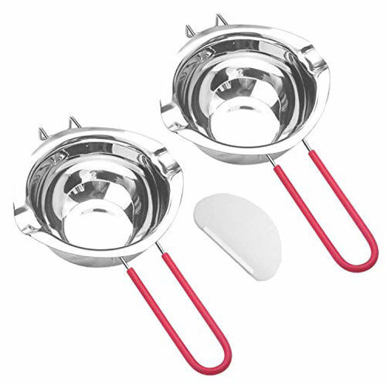 Tebery 2 Pack Stainless Steel Double Boiler Pot Set for Melting Chocolate,  Butter, Cheese, Caramel and Candy, 2 Cups Capacity Melting Pot with  Heat-resistant Handle Bonus 1 Plastic Sc price in Saudi