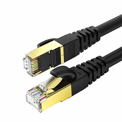 Picture of CAT 8 Ethernet Cable 30 Feet Fastest Black Network Cable Internet Ethernet LAN Cable,High Speed 40Gbps 2000Mhz SFTP LAN Wire Internet Patch Cable with RJ45 Connector for Switch/Router/Gaming