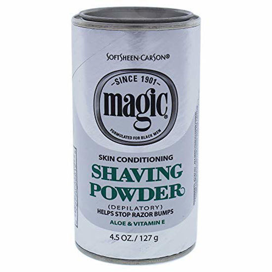 Picture of Softsheen-Carson Magic Razorless Shaving for Men, Magic Skin Conditioning Shaving Powder, with Vitamin E and Aloe, formulated for Black Men, Depilatory, Helps Stop Razor Bumps, 4.5 oz