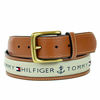 Picture of Tommy Hilfiger Men's Ribbon Inlay Belt - Ribbon Fabric Design with Single Prong Buckle, Khaki, 34