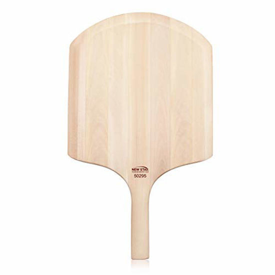 Picture of New Star Foodservice 50295 Restaurant-Grade Wooden Pizza Peel, 16" L x 14" W Plate, with 10" L Wooden Handle, 24" Overall Length