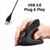 Picture of Perixx Perimice-513 Wired Vertical USB Mouse, 6 Buttons with 1000/1600 DPI, Right Handed Design, Black (11168)