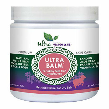 Picture of Daily Moisturizer 16 oz For Dry Itchy Skin, Psoriasis & Eczema Relief Contains Lanolin, Vitamins A, D & E, Aloe Vera, To Moisturize Face, Body, Dry Hands & Cracked Heels by Ultra Balm (Unscented)