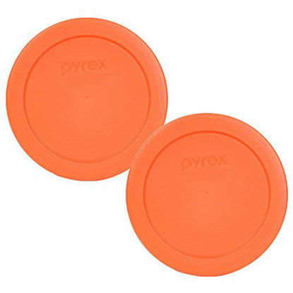 Picture of Pyrex Orange 2 Cup 4.5" Round Storage Cover 7200-PC for Glass Bowls - 2 Pack