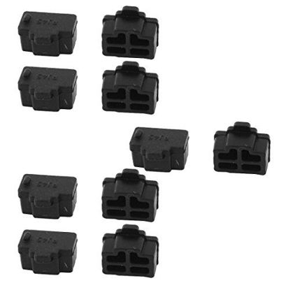 Picture of uxcell Ethernet Hub Port RJ45 Anti Dust Cover Cap Protector Connector 10Pcs Black