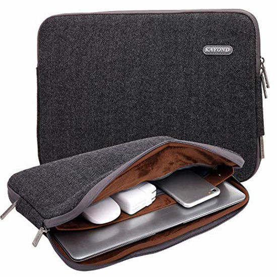 Picture of KAYOND Herringbone Woollen Water-Resistant for 15-15.6 Inch Laptop Sleeve Case Bag (15-15.6 Inches, Black)