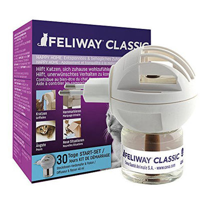 Picture of Feliway Classic Cat Calming Diffuser Kit for Cats (30 Day Starter Kit) - Reduce Problem Scratching, Spraying, and Hiding