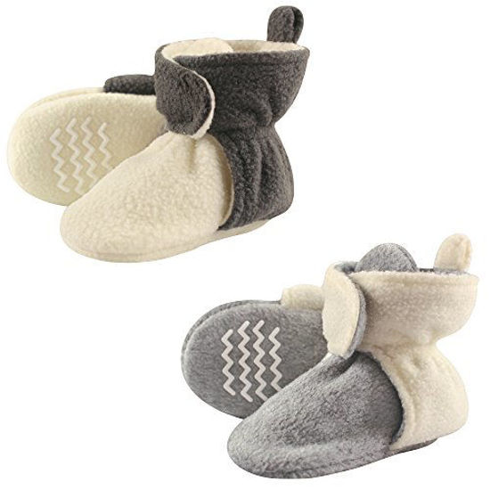 GetUSCart Hudson Baby Unisex Cozy Fleece Booties Cream Gray 6