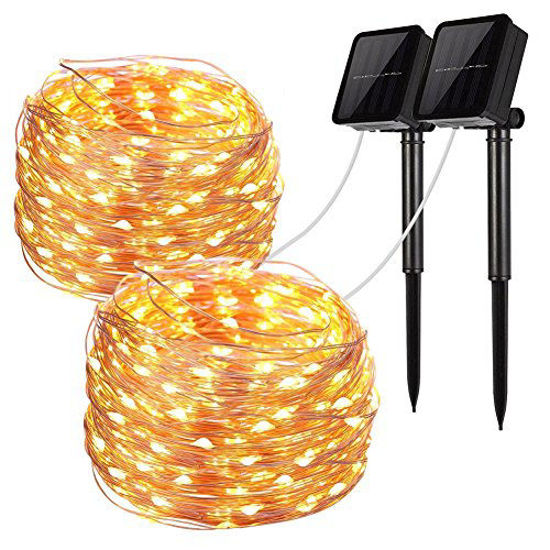 Solar String Lights Outdoor, 33Ft 100 LED Solar Powered Fairy Lights  Waterproof Decorative Lighting for Patio Garden Yard Party Wedding (Warm  White)