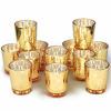 Picture of Volens Gold Votive Candle Holders Bulk, Mercury Glass Tealight Candle Holder Set of 12 for Wedding Decor and Home Decor