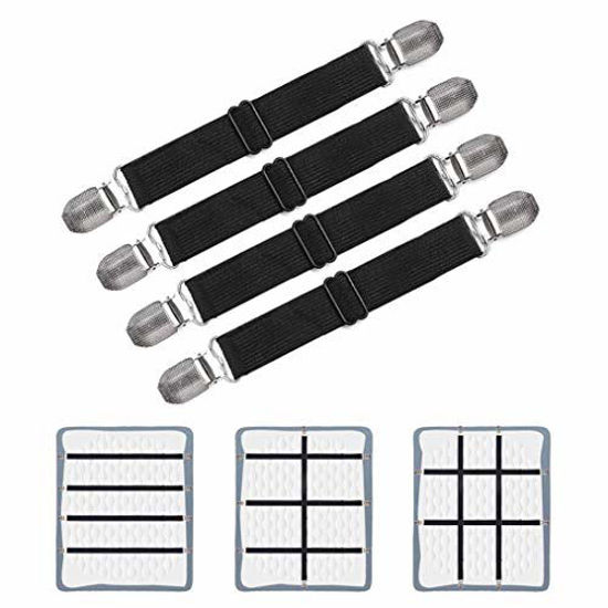  Adjustable Bed Sheet Clips, Sheet Fasteners Holder Straps and  Suspender, Gripper, Extend From 21 to 80 Long Style Elastic Fasteners  Bands Heavy Duty Suit for Mattress, Sofa, Couch, Recliner and More 
