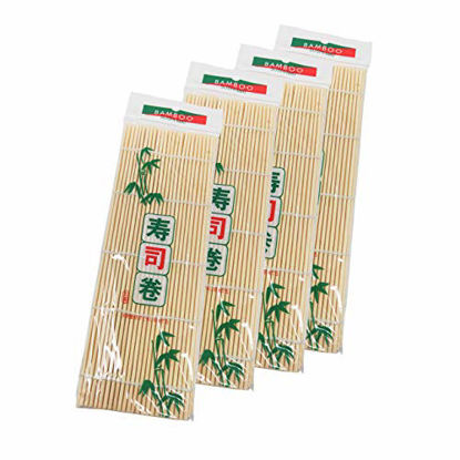 Picture of MOOZON Bamboo Sushi Rolling Mat, 9.5x9.5 Inch, 4 PCS SET