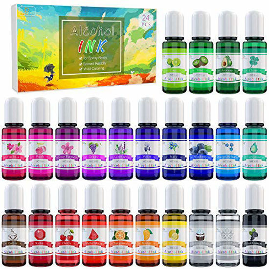 GetUSCart- Alcohol Ink Set - 24 Vibrant Colors Alcohol-based Ink for Resin  Petri Dish Making, Epoxy Resin Painting - Concentrated Alcohol Paint Color  Dye for Resin Art, Tumbler Making, Painting - 24 x 10ml/.35oz