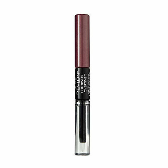 Picture of Revlon ColorStay Overtime Lipcolor, Dual Ended Longwearing Liquid Lipstick with Clear Lip Gloss, with Vitamin E in Plum / Berry, Always Siena (380), 0.07 oz