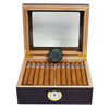 Picture of Desktop Humidor, Capri, with Tempered Glasstop, Cedar Divider, and Brass Ring Glass Hygrometer, Holds 25 to 50 Cigars, by Quality Importers