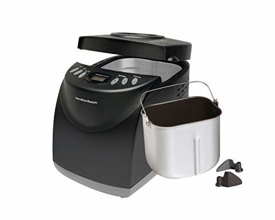 Picture of Hamilton Beach Bread Maker Machine Digital, Programmable, 12 Settings + Gluten Free, Dishwasher Safe Pan + 2 Kneading Paddles, 2 lb Capacity, Black