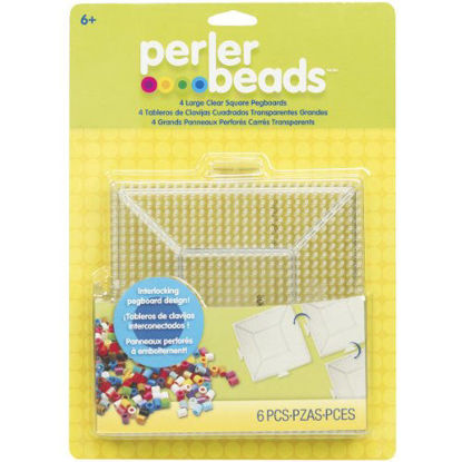 Picture of Perler Beads Large Square Pegboards for Kids Crafts, 4 pcs