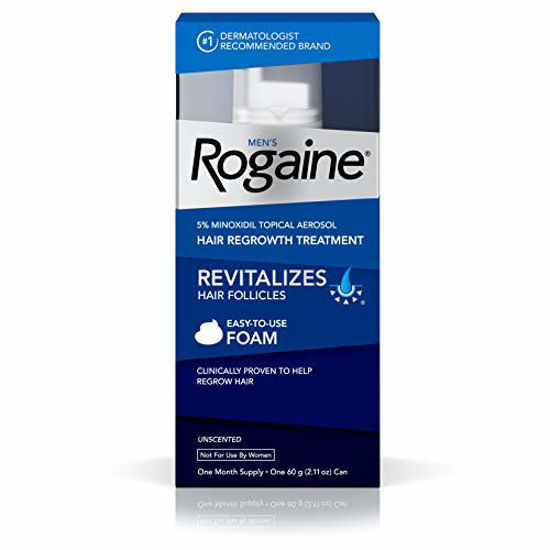 Picture of Men's Rogaine 5% Minoxidil Foam for Hair Loss and Hair Regrowth, Topical Treatment for Thinning Hair, 1-Month Supply