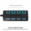 Picture of Sabrent 4-Port USB 3.0 Hub with Individual LED Power Switches | 2 Ft Cable | Slim & Portable | for Mac & PC (HB-UM43)