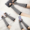 Picture of Punk Gothic Rock Long Arm Warmer Fingerless Gloves, Black White