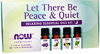 Picture of NOW Essential Oils, Let There Be Peace & Quiet Aromatherapy Kit, 4x 10ml Including Lavender Oil, Peppermint Oil, Eucalyptus Oil and Peaceful Sleep Oil Blend With Child Resistant Caps