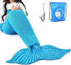 Picture of LAGHCAT Mermaid Tail Blanket Crochet Mermaid Blanket for Adult, Soft All Seasons Sleeping Blankets, Classic Pattern (71"x35.5", Blue)