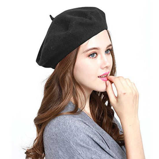 Picture of Classic WW004 Winter 100% Wool Warm French Art Basque Beret Tam Beanie Hat Cap (Black)