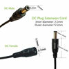 Picture of DZYDZR 2PCS 1 Meter 2.1mm x 5.5mm DC 12V Adapter Cable DC Plug Extension Cable Male to Female Black, for LED, CCTV, Car, Monitors, and More (3.3ft)