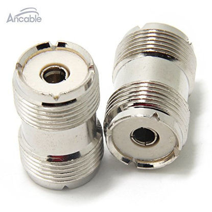 Picture of Ancable 2-Pack SO-239 / PL-259 UHF Female to Female Coax Cable Barrel Adapter Connector PL259 Coupler Plug for CB HAM Radio Antenna, SWR Meter