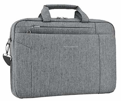 Picture of KROSER Laptop Bag 15.6 Inch Briefcase Shoulder Bag Water Repellent Laptop Bag Satchel Tablet Bussiness Carrying Handbag Laptop Sleeve for Women and Men-Grey
