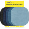 Picture of ZEFFFKA Premium Quality Denim Iron-on Jean Patches Inside & Outside Strongest Glue 100% Cotton Assorted Shades of Blue Black Repair Decorating Kit 10 Pieces Size 4-1/4" by 3-3/4" (9.8 cm x 10.8 cm)