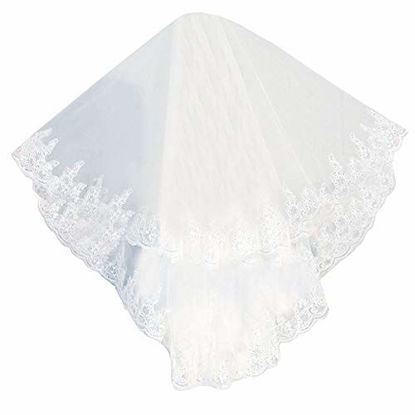 Picture of Two Layer Lace Tulle Silver Sequins Bridal Veil Wedding Veil with Comb From Mily White