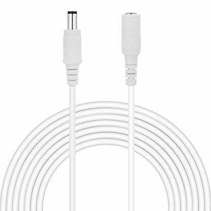 Picture of Dericam Universal 30ft Power Extension Cable, DC 12 Volt Power Adapter Extension Cord, Extend Additional 30ft/9 Meters Length for DC 12V Power Adapter or Wall Charger, 5.5mm DC Plug, 12V-9M, White