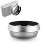 Picture of JJC LH-X100 Lens Hood Sun Shade with 49mm Filter Adapter Ring for Fuji Fujifilm X100V X100F X100T X100S X100 Digital Camera, Metal Material and Silver Color