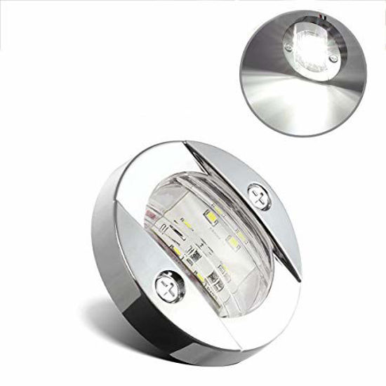 Picture of Partsam Round Navigation Light Chrome Boat Marine LED Transom Mount Stern Lights Anchor Flush Mount IP67