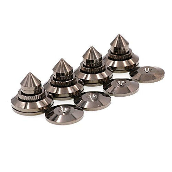 Picture of GAOHOU Pack of 4pcs Speaker Spikes Brass Base Mat Speaker Isolation Spike DAC CD Amplifier Chassis Cone Stand Feet Dark Gray