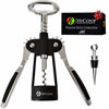 Picture of HiCoup Wine Corkscrew & Bottle Opener - Easy To Use, All-In-One Beer And Wine Bottle Openers w/ Stopper - Wing Cork Screw Grip (Chrome And Matte Black)