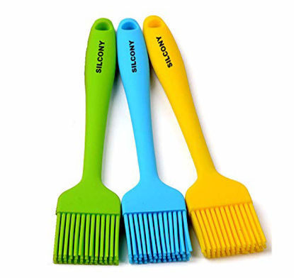 Picture of SILCONY 3-Piece Set Heat Resistant Silicone Basting Pastry Brushes 8.4-Inches, Assorted Colors