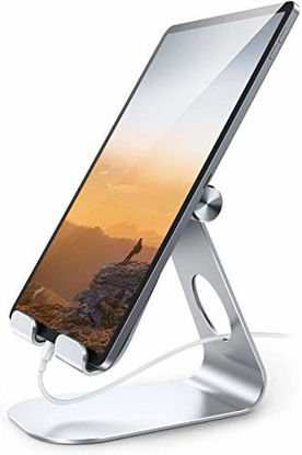 Picture of Tablet Stand Adjustable, Lamicall Tablet Stand : Desktop Stand Holder Dock Compatible with Tablet Such as iPad Pro 9.7, 10.5, 12.9 Air Mini 4 3 2, Kindle, Nexus, Tab, E-Reader (4-13") - Silver
