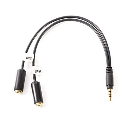 Picture of Movo TCB1 3.5mm TRS (Female) Microphone to TRRS (Male) Smartphone Adapter with Headphone Jack for iPhone and Android
