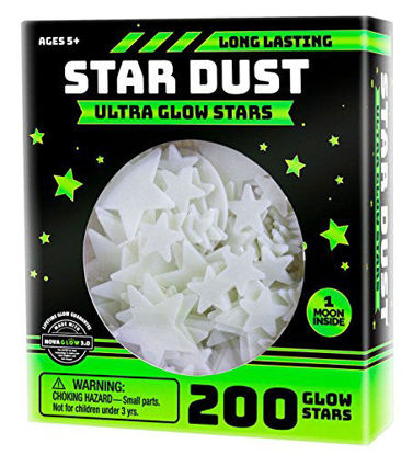 Picture of Ultra Brighter Glow in the Dark Stars; Special Deal 200 Count w/ Bonus Moon, Amazing for Children and Toddler Decorations Wall Stickers for Boys! FREE Constellation Guide