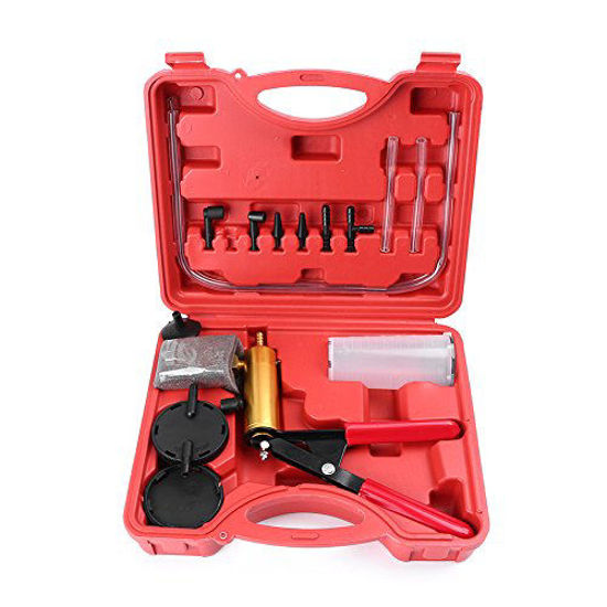 Picture of GZYF Hand Held Vacuum Pump Test Set for Automotive with Brake Bleeder Kit Adapters Vacuum Gauge Hoses Connector
