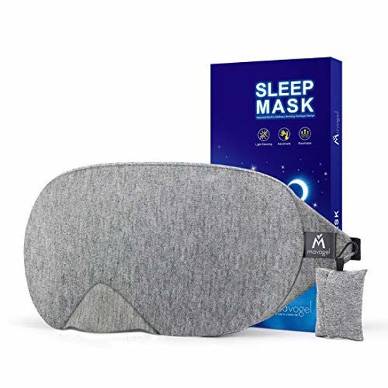 mavogel Cotton Sleep Eye Mask - Updated Design Light Blocking Sleep Mask,  Soft and Comfortable Night Eye Mask for Men Women, Eye Blinder for Travel/ Sleeping/Shift Work, Includes Travel Pouch, Grey : 